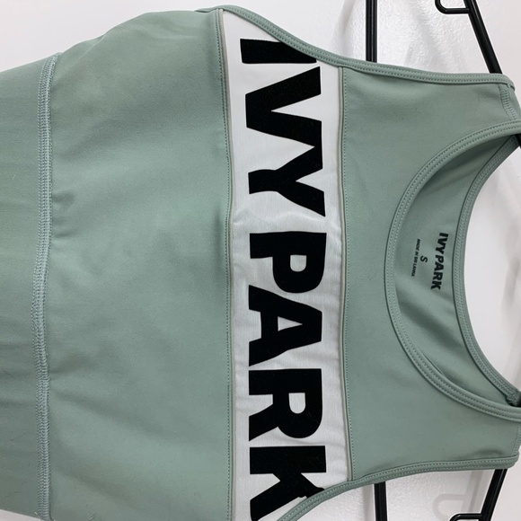 Ivy Park Top, Sage Green with 3-d velvet Logo - Picture 3 of 9